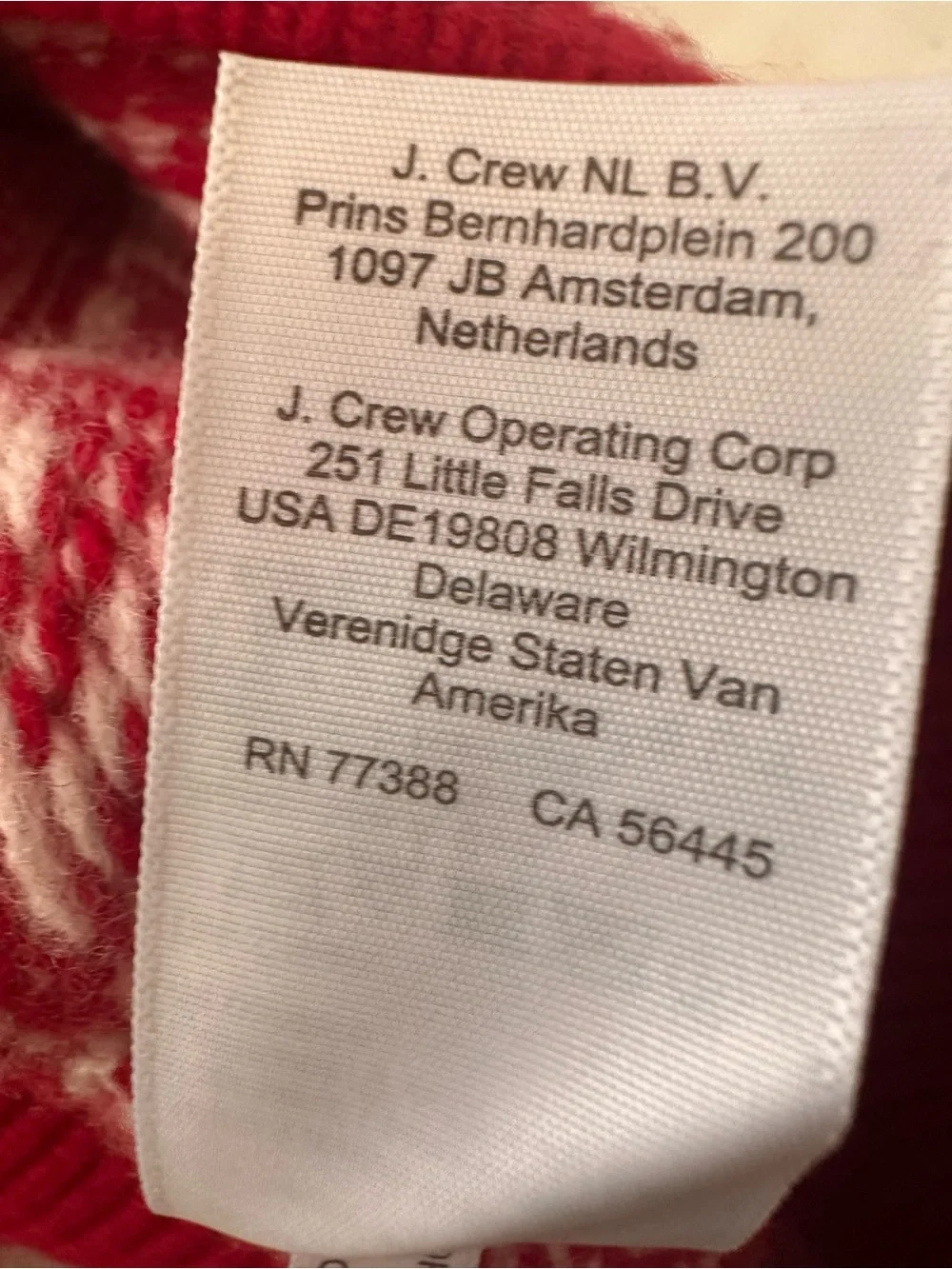 J. Crew Red & White Men’s lambswool Sweater NWT